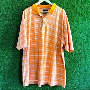 John Daly Orange Striped Polo Shirt Golf